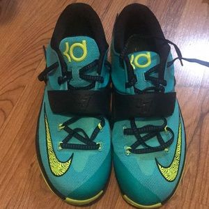 Teal and yellow Kevin Durant sneakers